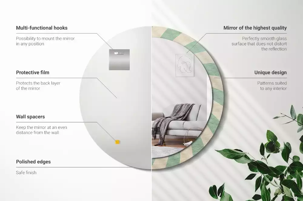 Miroir rond imprimé Motif pastel rétro