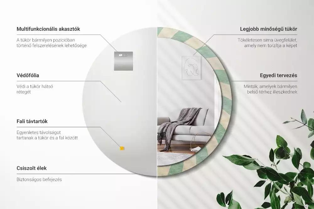 Miroir rond imprimé Motif pastel rétro