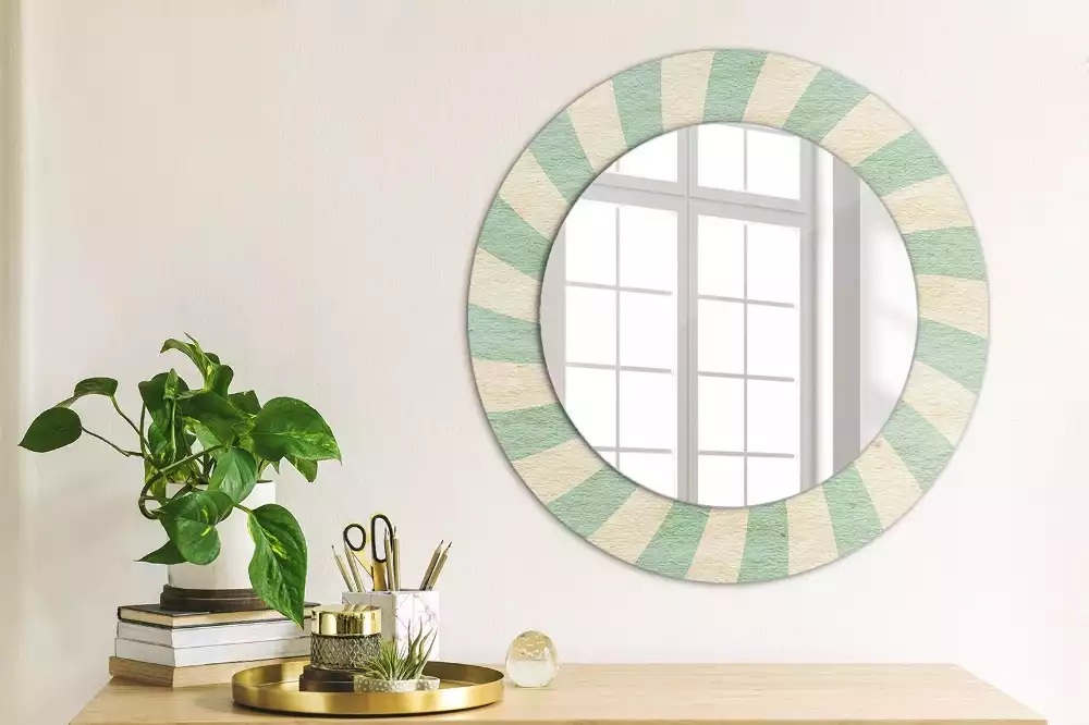 Miroir rond imprimé Motif pastel rétro