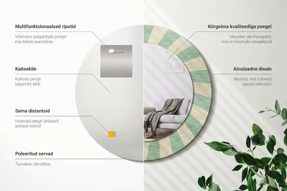 Miroir rond imprimé Motif pastel rétro