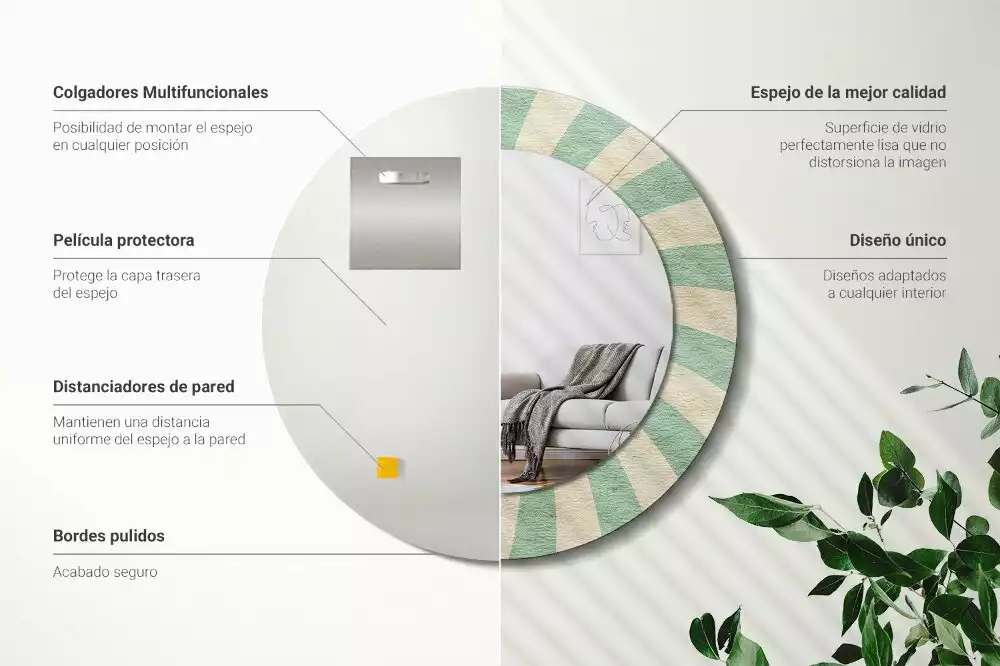 Miroir rond imprimé Motif pastel rétro