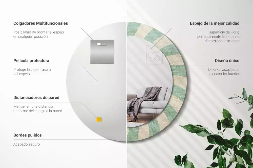 Miroir rond imprimé Motif pastel rétro