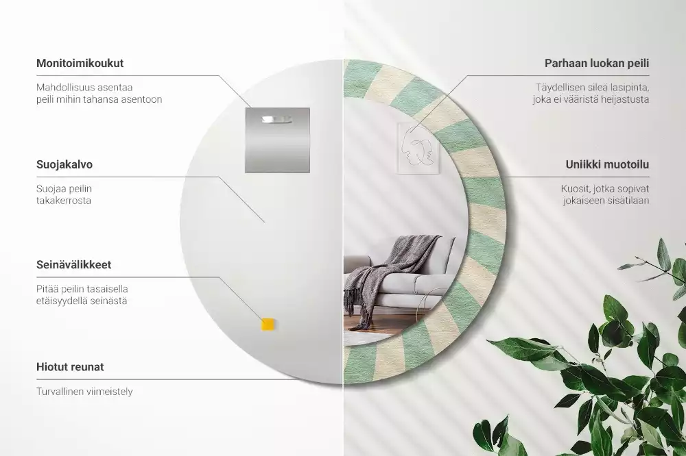 Miroir rond imprimé Motif pastel rétro