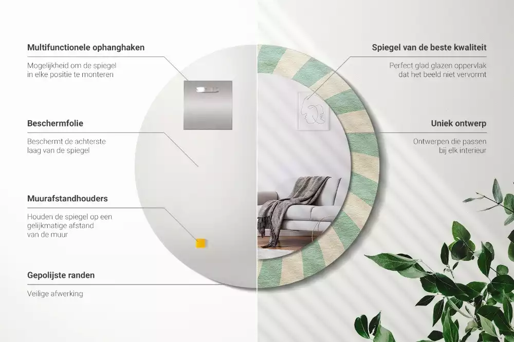 Miroir rond imprimé Motif pastel rétro