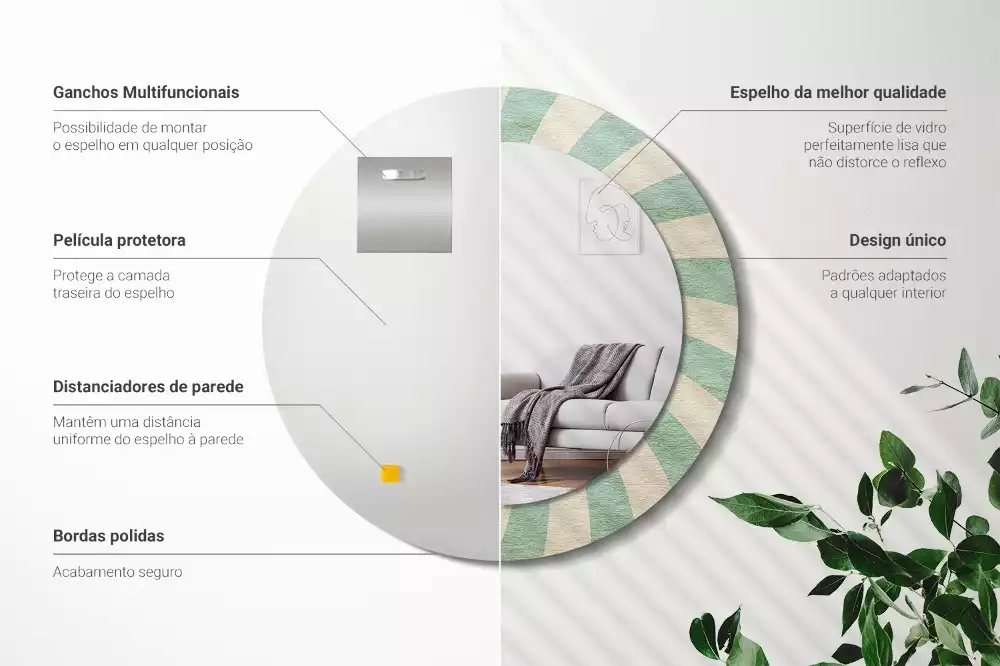Miroir rond imprimé Motif pastel rétro