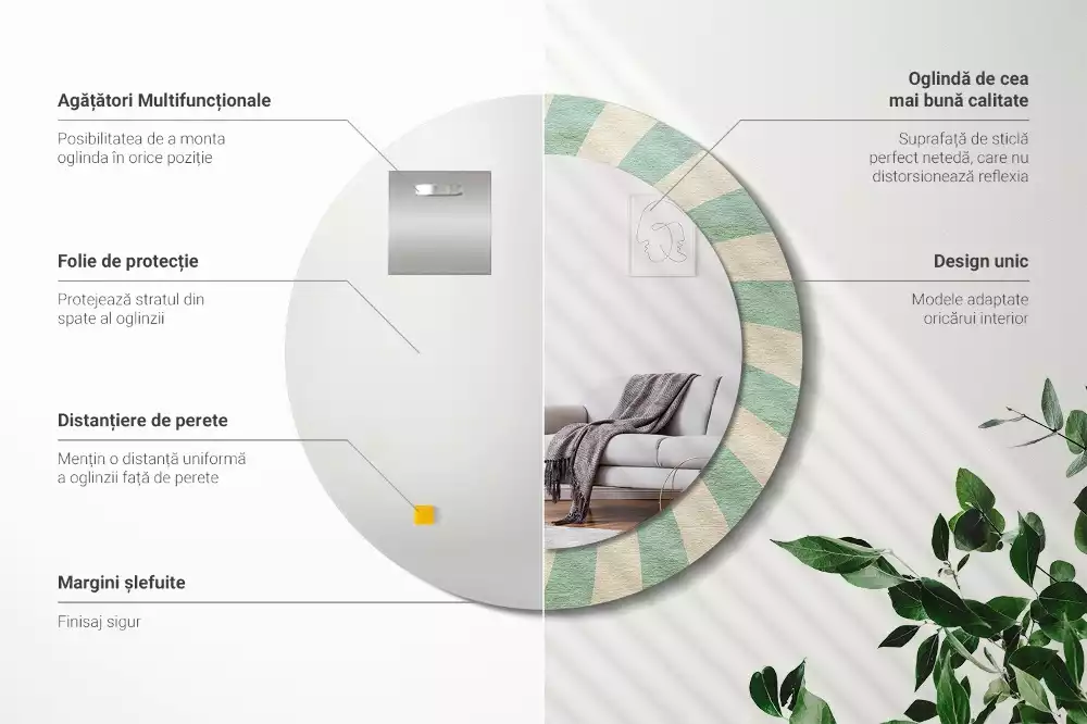 Miroir rond imprimé Motif pastel rétro