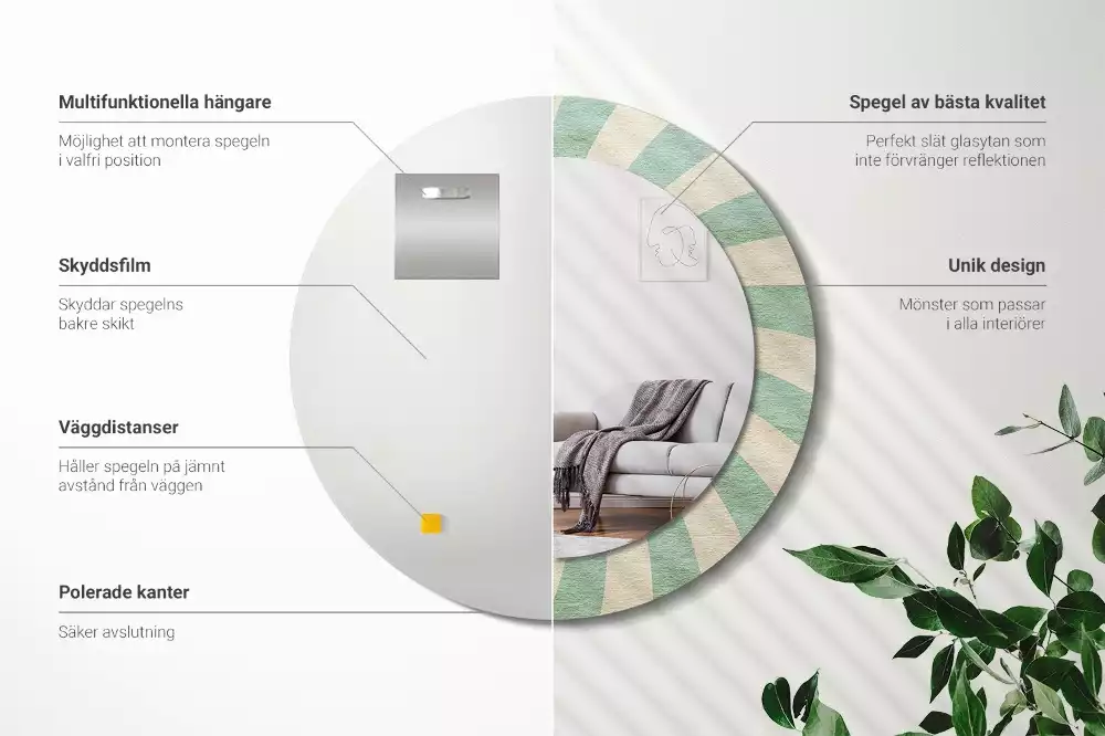 Miroir rond imprimé Motif pastel rétro