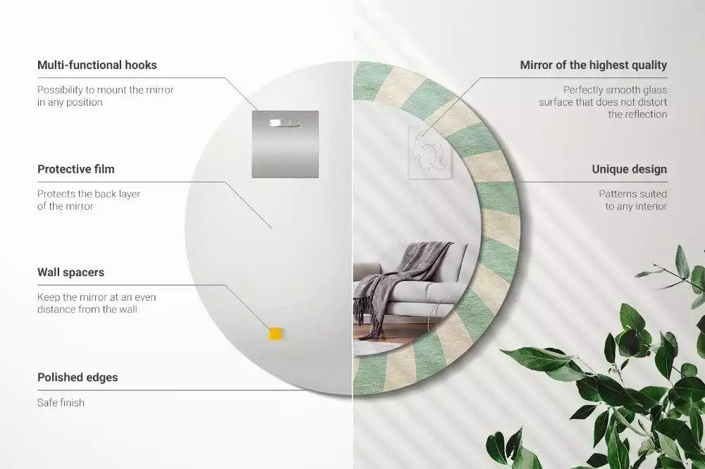 Miroir rond imprimé Motif pastel rétro