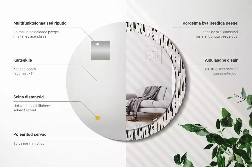 Miroir rond avec décoration Motif rayé