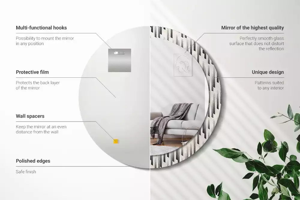 Miroir rond avec décoration Motif rayé