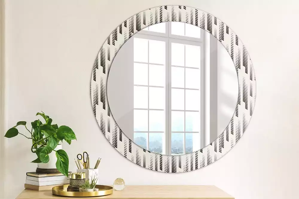 Miroir rond avec décoration Motif rayé