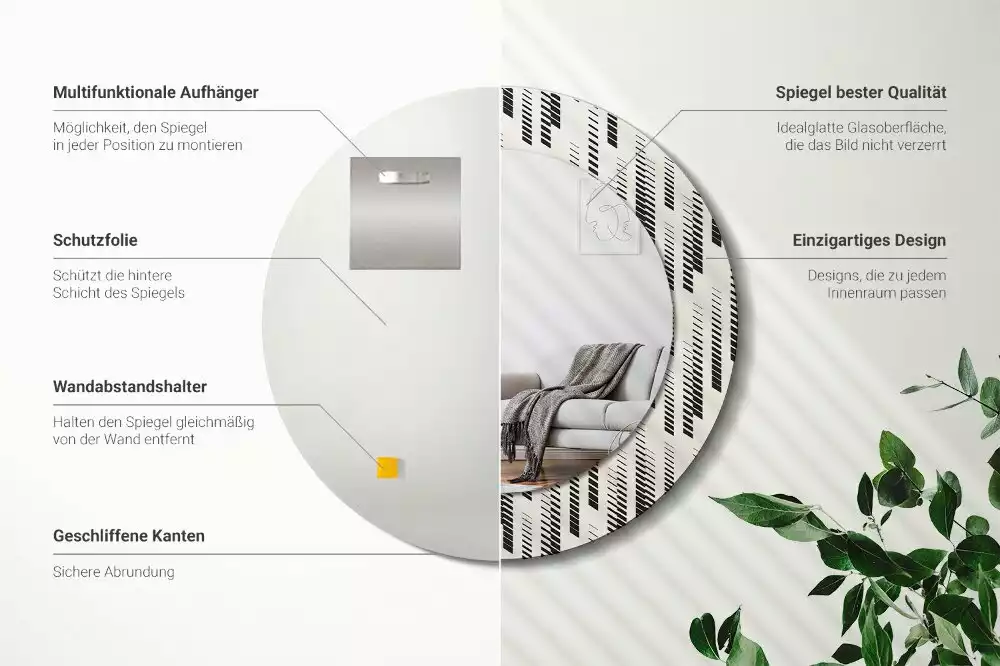 Miroir rond avec décoration Motif rayé