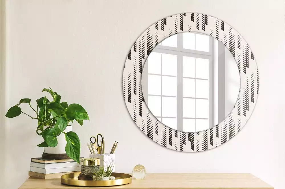 Miroir rond avec décoration Motif rayé