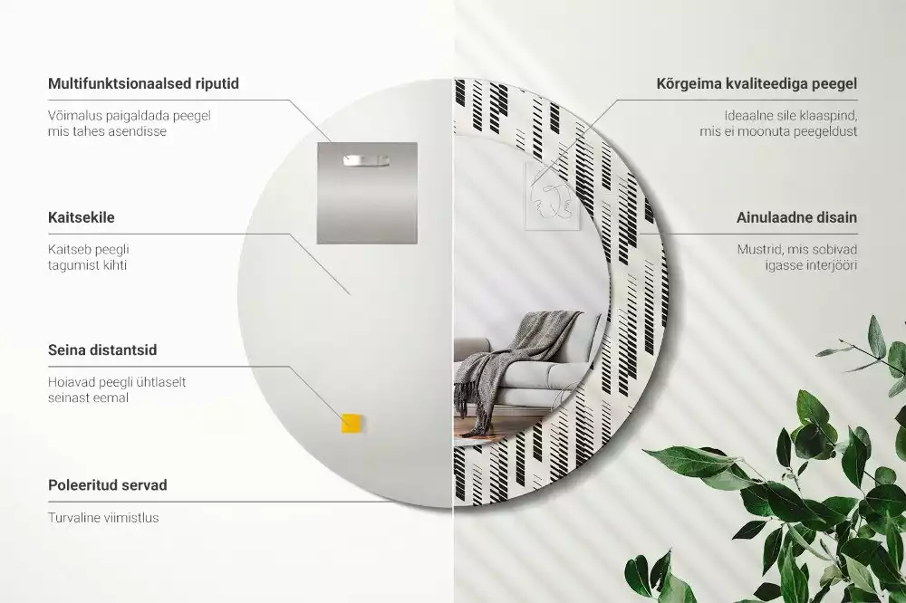 Miroir rond avec décoration Motif rayé