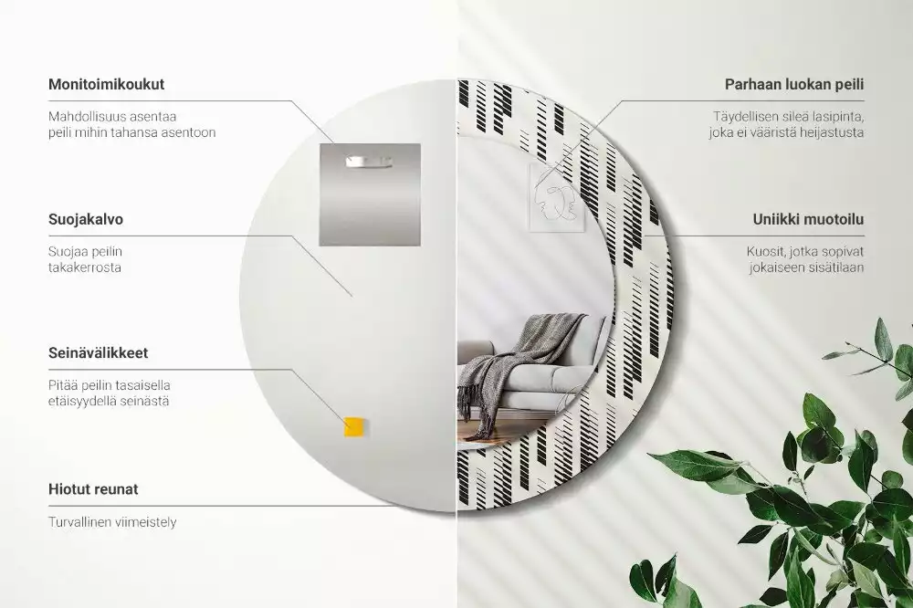 Miroir rond avec décoration Motif rayé