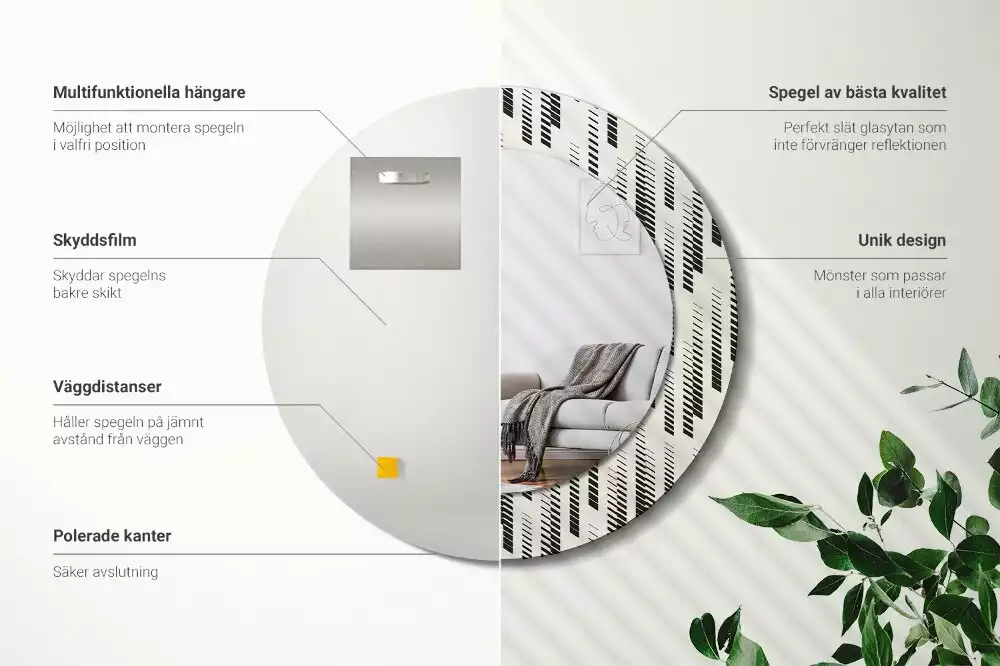 Miroir rond avec décoration Motif rayé