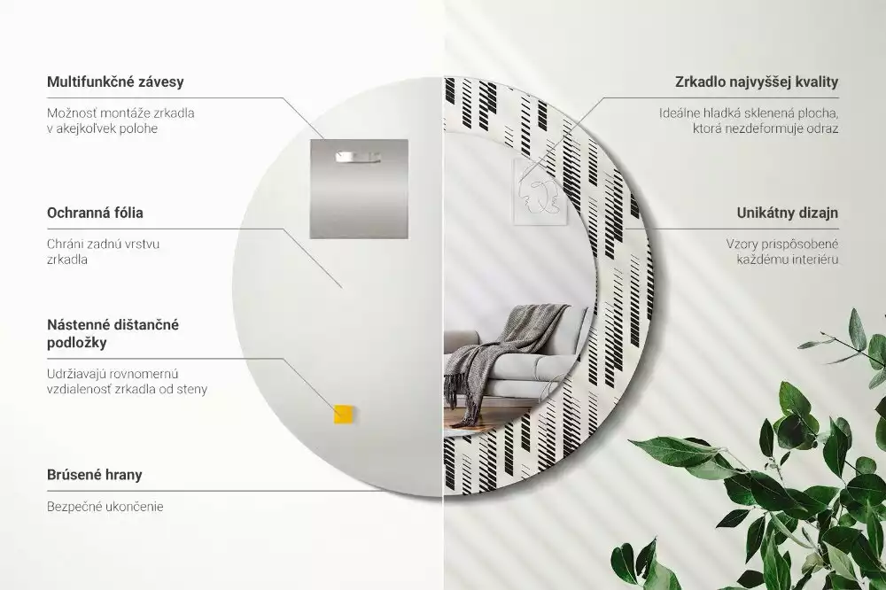 Miroir rond avec décoration Motif rayé