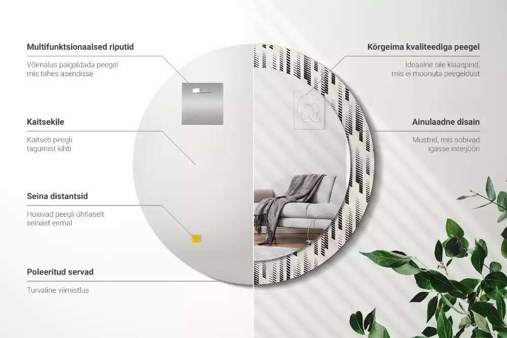 Miroir rond avec décoration Motif rayé