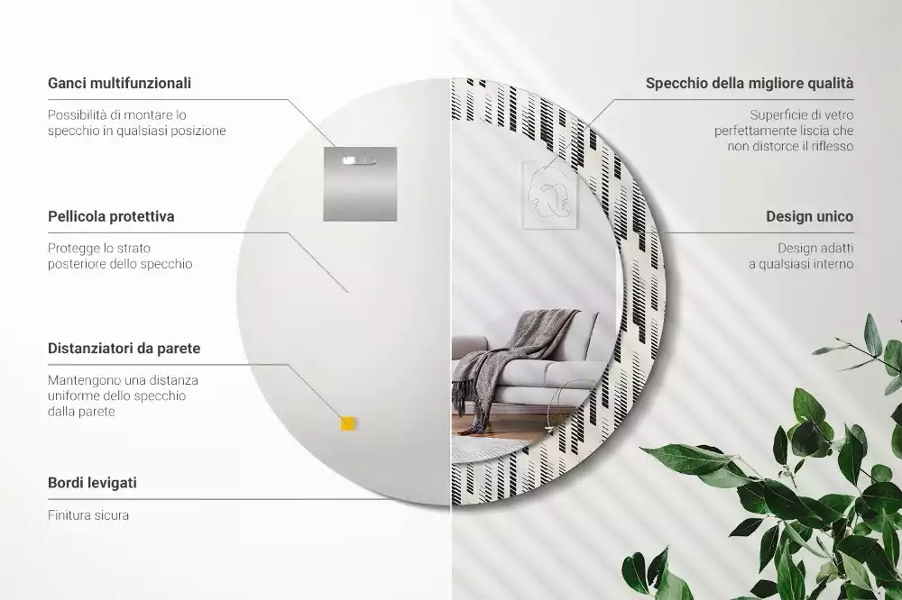 Miroir rond avec décoration Motif rayé