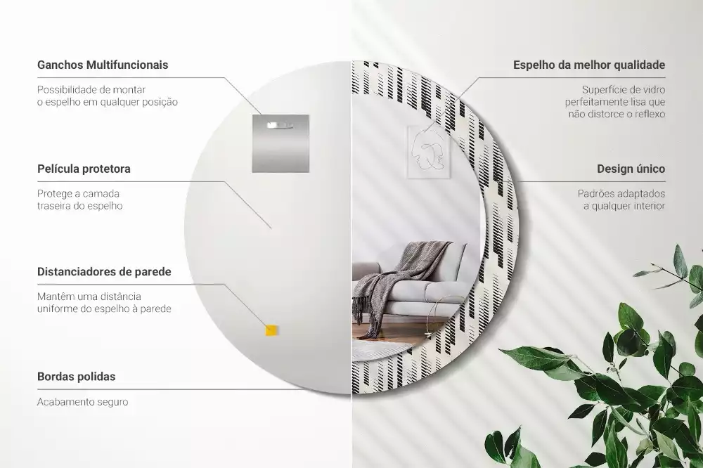 Miroir rond avec décoration Motif rayé