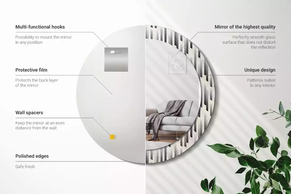 Miroir rond avec décoration Motif rayé