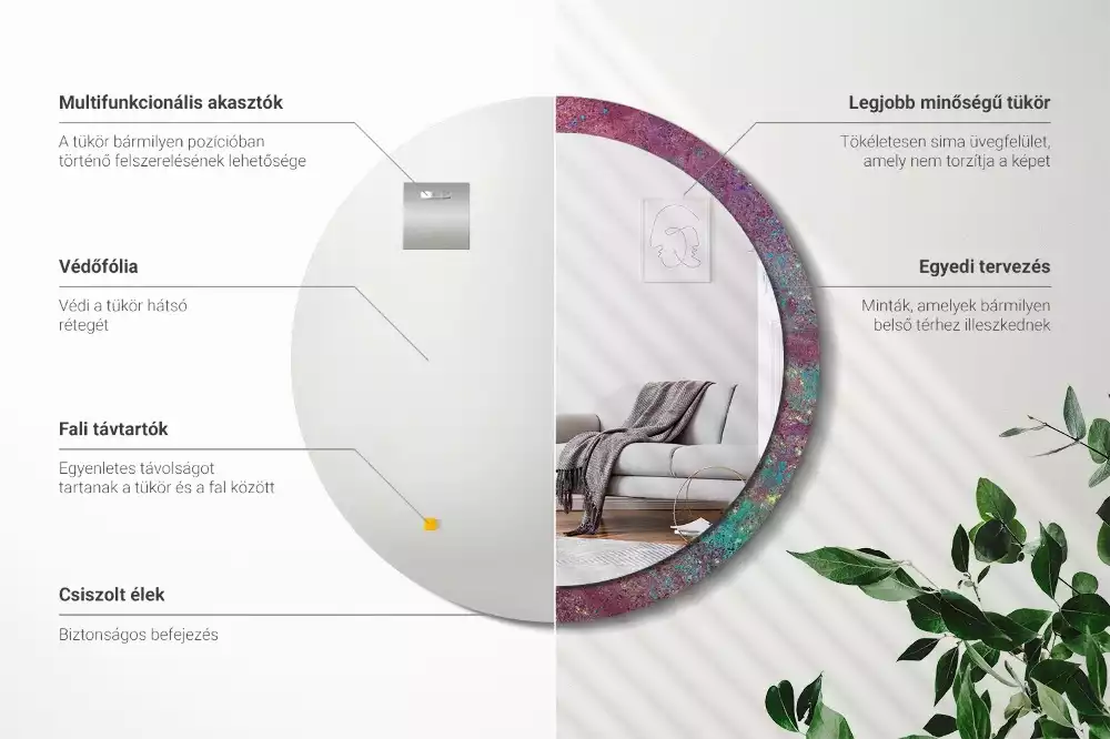 Miroir rond imprimé Festival des couleurs