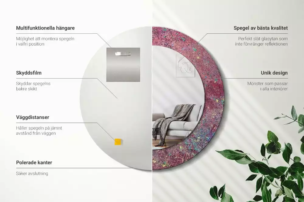 Miroir rond imprimé Festival des couleurs