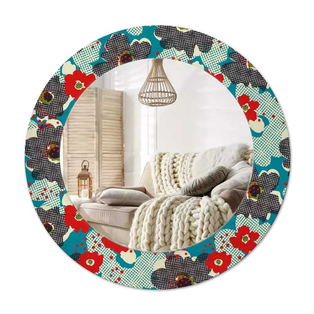 Miroir rond avec décoration Motif floral rétro