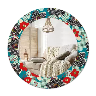 Miroir rond avec décoration Motif floral rétro