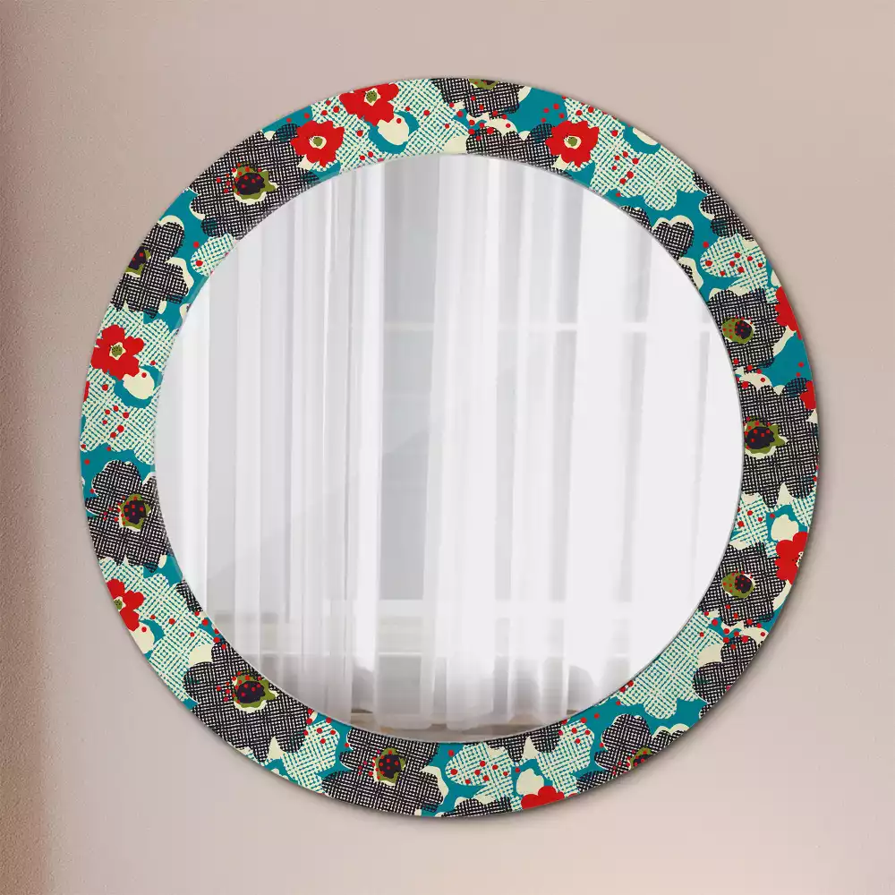 Miroir rond avec décoration Motif floral rétro