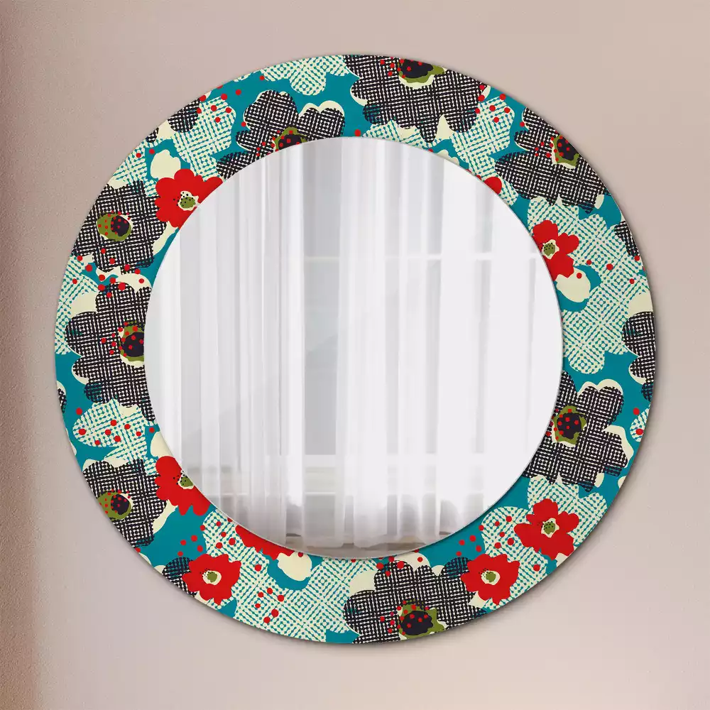 Miroir rond avec décoration Motif floral rétro