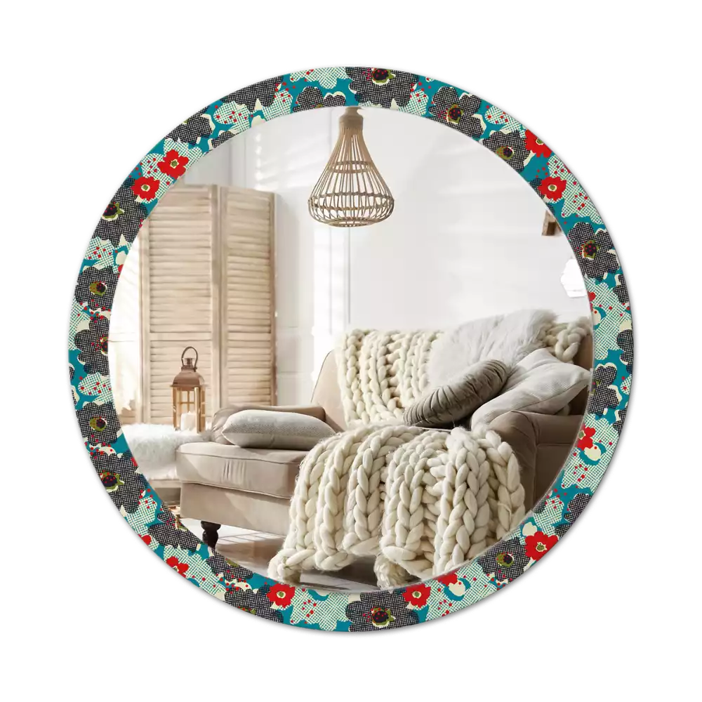 Miroir rond avec décoration Motif floral rétro