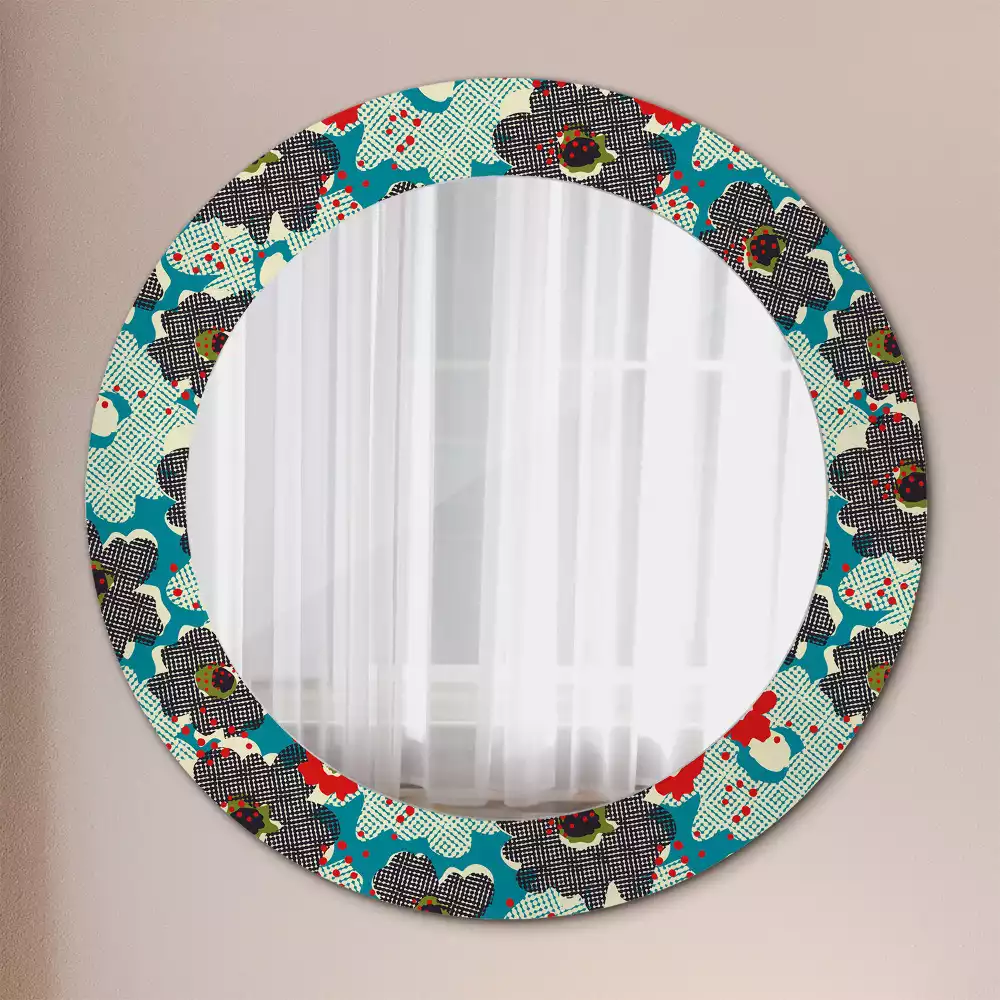 Miroir rond avec décoration Motif floral rétro