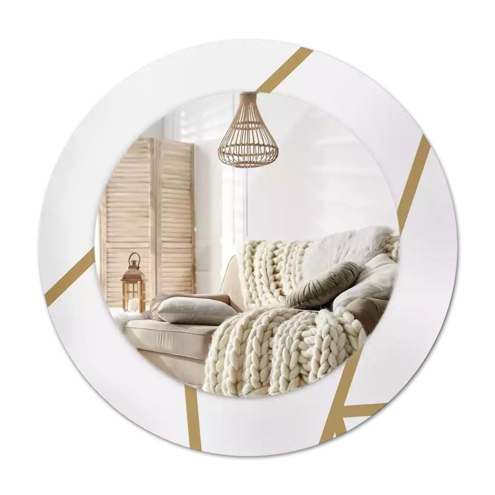 Miroir rond imprimé Composition linéaire