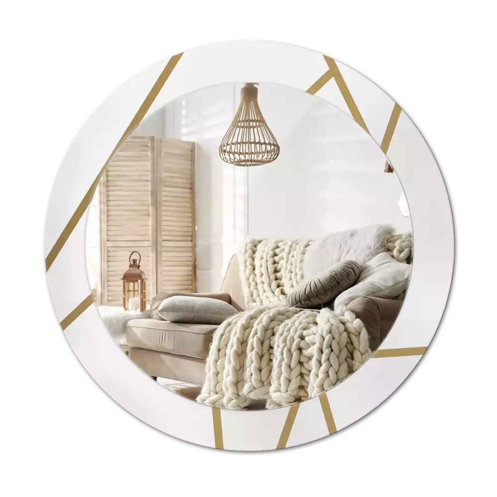 Miroir rond imprimé Composition linéaire