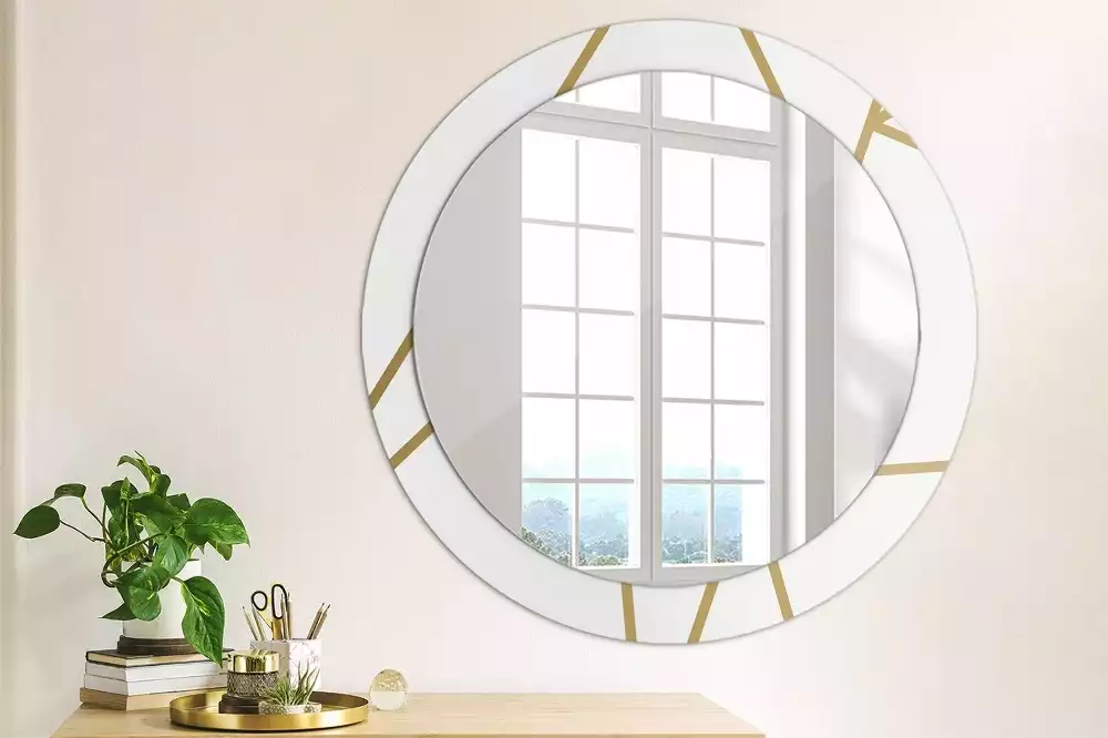 Miroir rond imprimé Composition linéaire