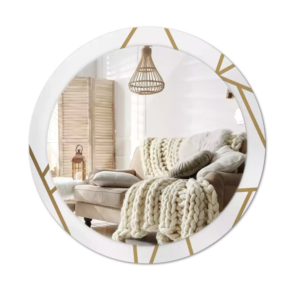 Miroir rond imprimé Composition linéaire