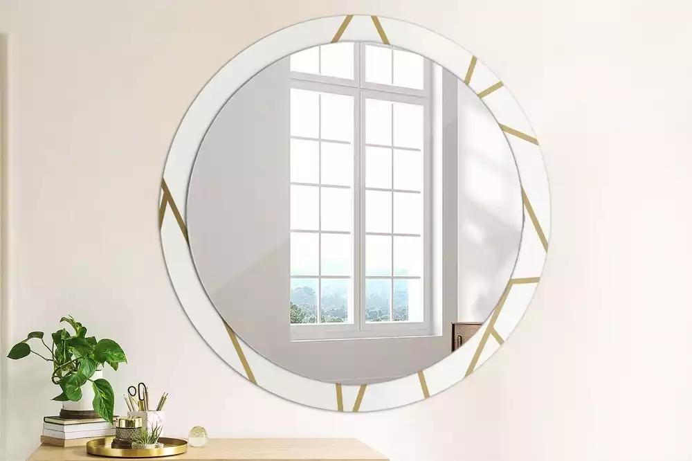 Miroir rond imprimé Composition linéaire