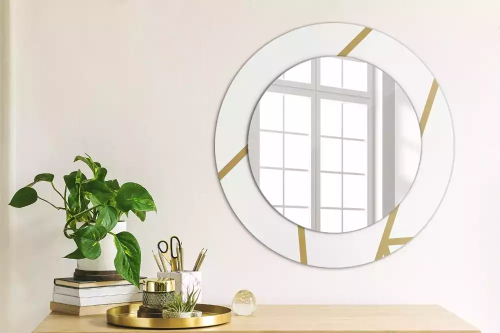 Miroir rond imprimé Composition linéaire