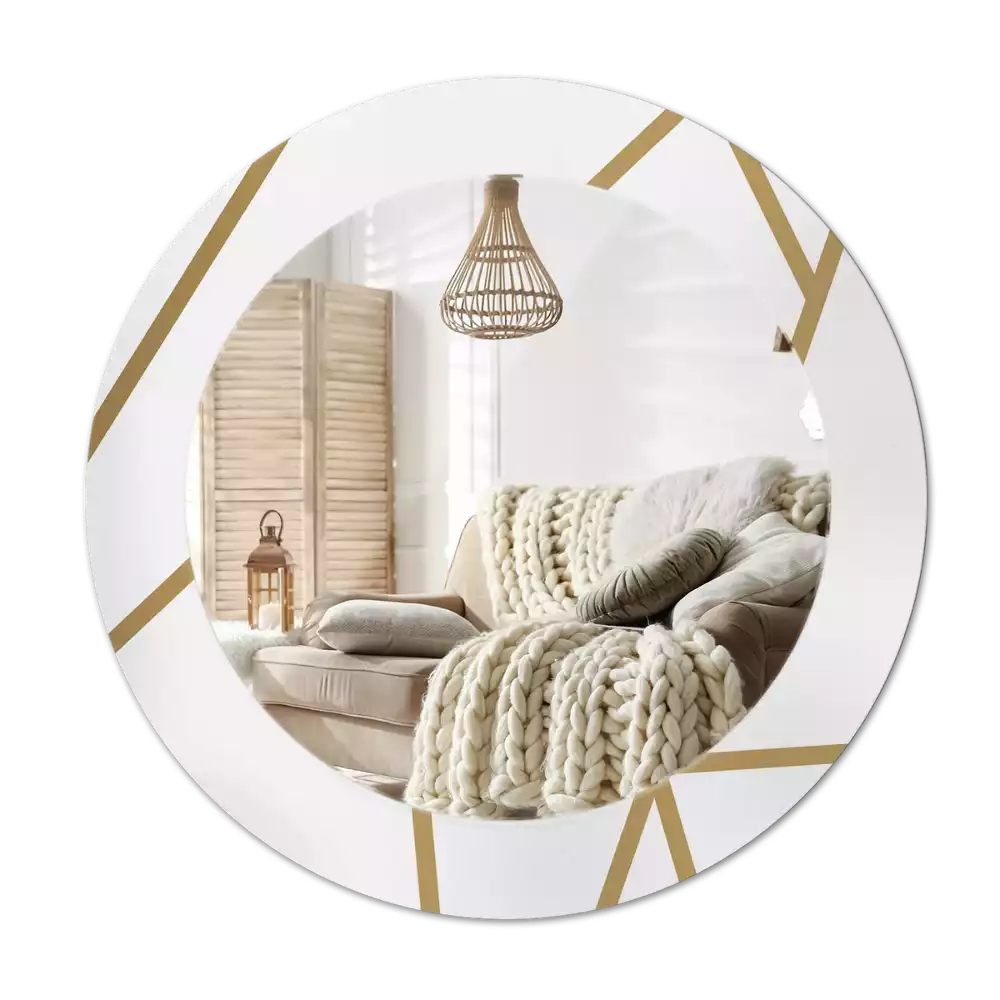 Miroir rond imprimé Composition linéaire