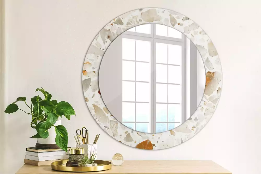 Miroir rond avec décoration Style terrazzo