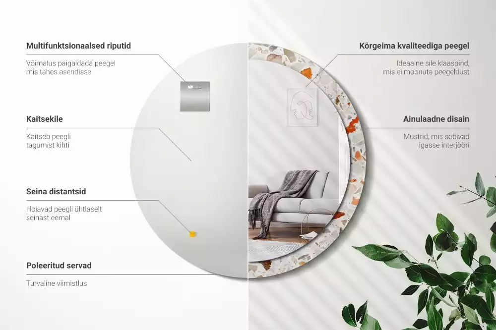 Miroir rond avec décoration Style terrazzo