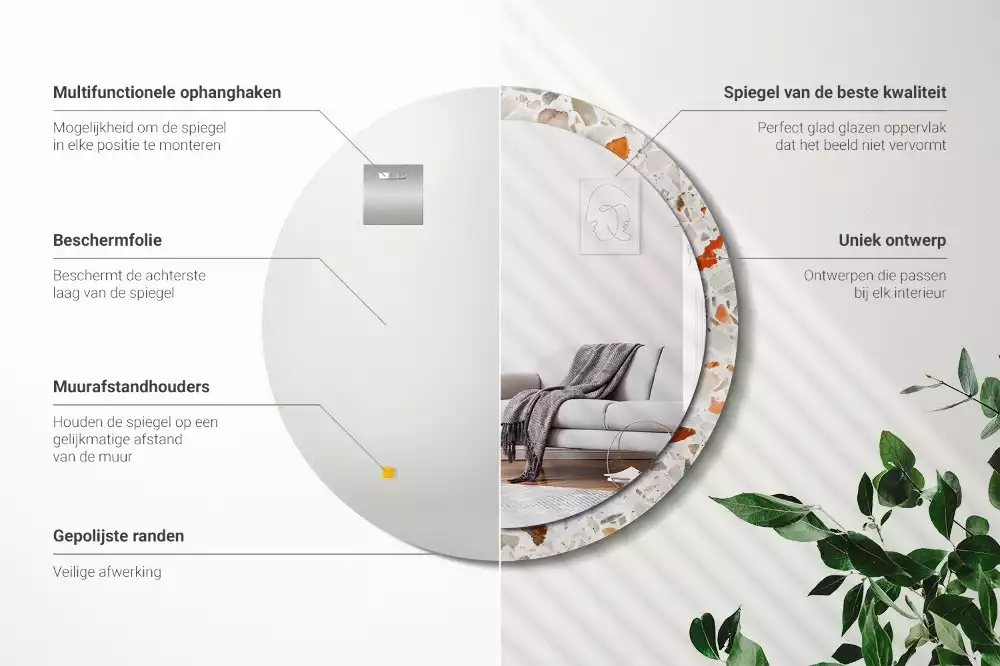 Miroir rond avec décoration Style terrazzo