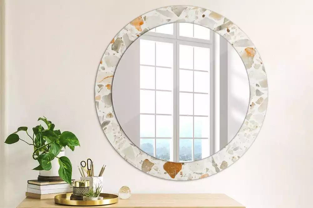 Miroir rond avec décoration Style terrazzo