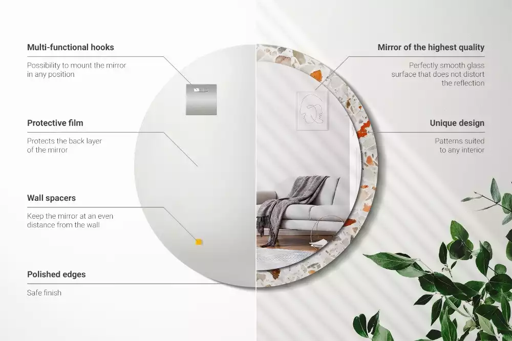 Miroir rond avec décoration Style terrazzo