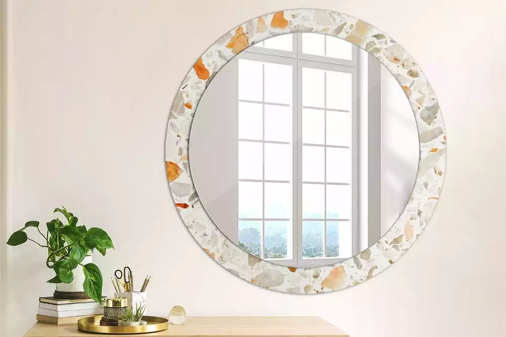 Miroir rond avec décoration Style terrazzo
