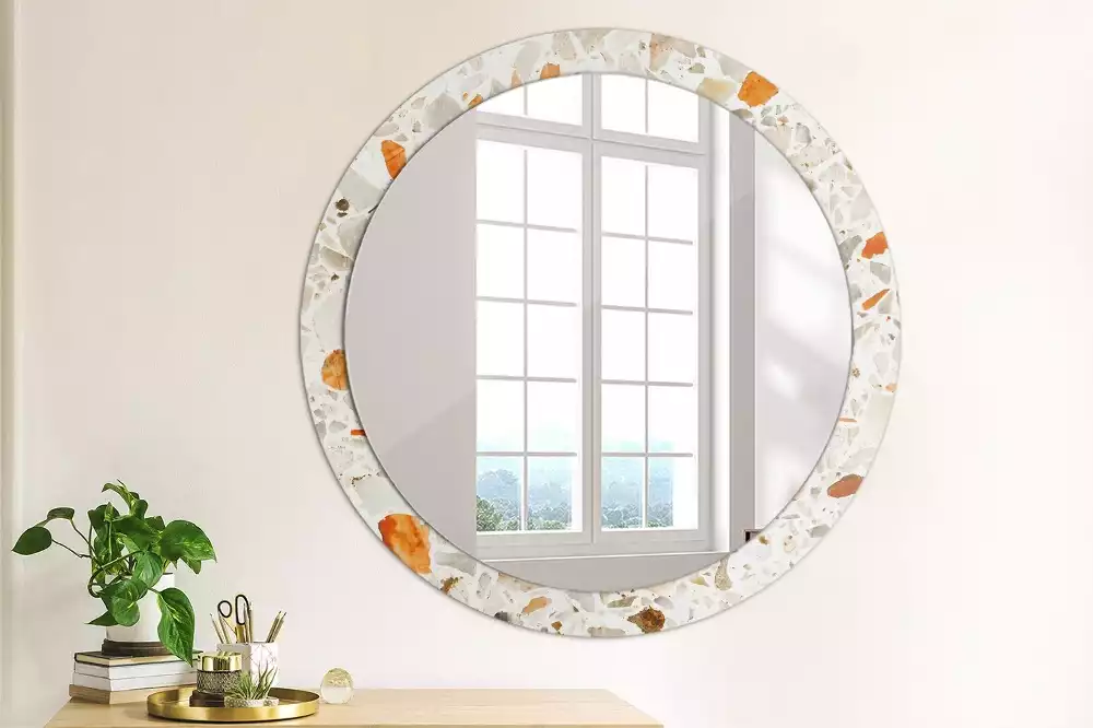Miroir rond avec décoration Style terrazzo