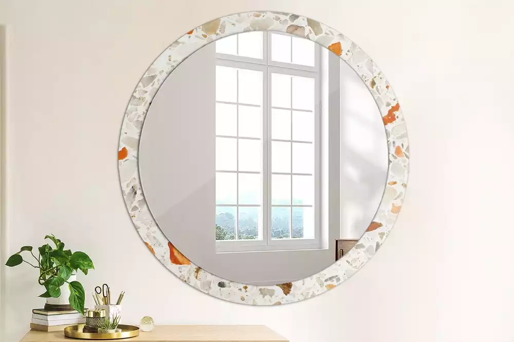 Miroir rond avec décoration Style terrazzo