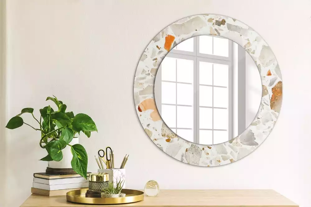Miroir rond avec décoration Style terrazzo