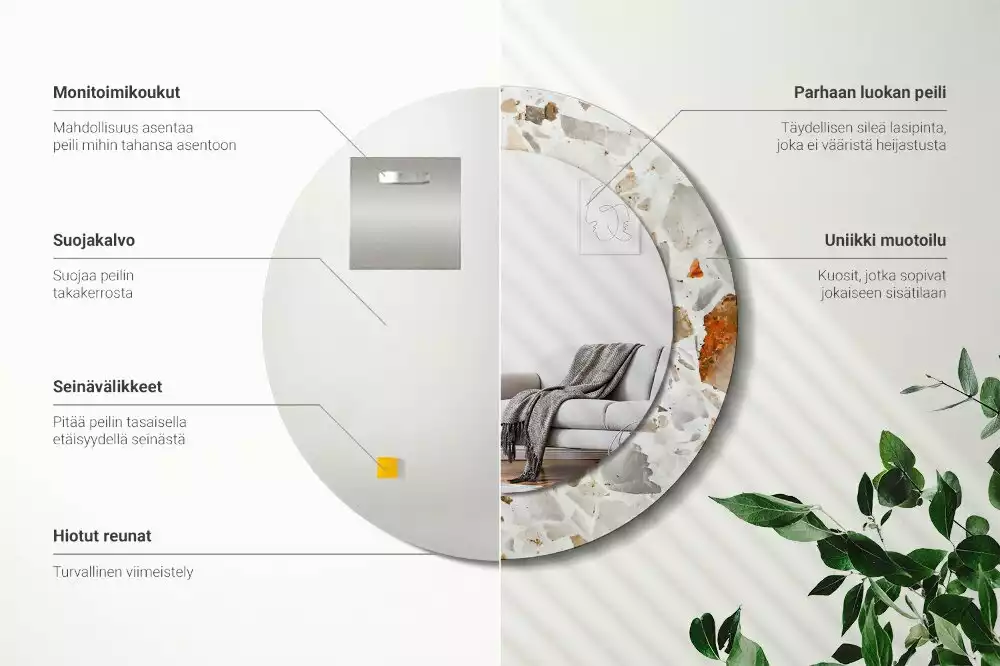 Miroir rond avec décoration Style terrazzo